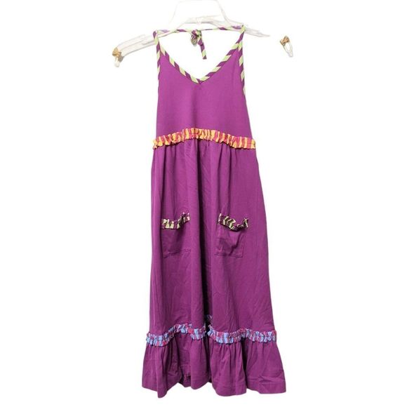 NWT HANNA ANDERSSON Cotton Ruffle Halter Midi Dress 10 - Picture 2 of 7